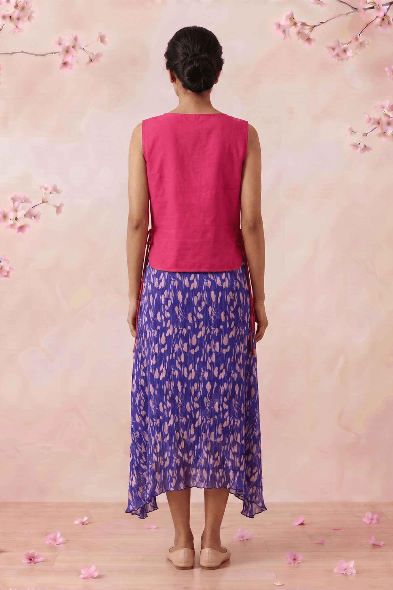 Hot Pink Bloom Overtop With Front Embroidery And Side Knot - Western Era Tops for women
