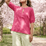 Hot Pink Hue Reina Wave Front Embroidery And Keyhole Co - Ord Set - Western Era Co - ord set for women