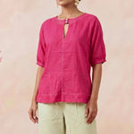 Hot Pink Hue Reina Wave Front Embroidery And Keyhole Co - Ord Set - Western Era Co - ord set for women