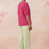 Hot Pink Hue Reina Wave Front Keyhole Top With Pearl Button - Western Era Tops for women
