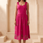 Hot Pink Hue Sculpted Corset Dhari Stitch Form Dress - Western Era Dresses for women