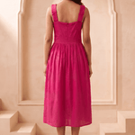 Hot Pink Hue Sculpted Corset Dhari Stitch Form Dress - Western Era Dresses for women