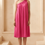Hot Pink One Shoulder Short Embroidered Dress - Western Era Dresses for women