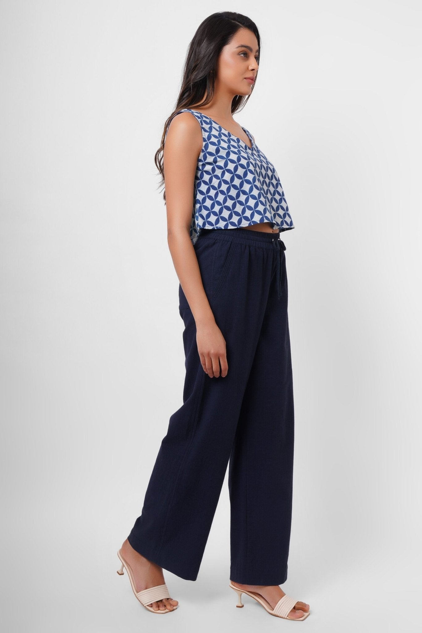 Indigo Print Sleeveless Top - Western Era Tops for women