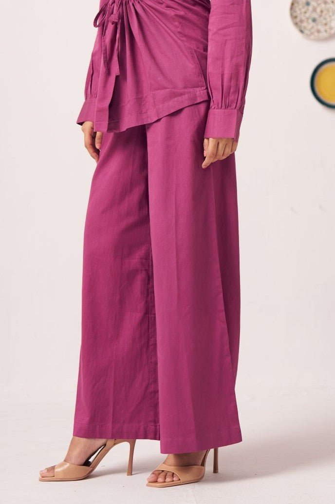 Irya Regular Purple Fit Cotton Trouser - Western Era trousers for women