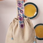 Ivory Charm Chintz Embroidered Handle Bag - Western Era for women