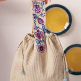 Ivory Charm Chintz Embroidered Handle Bag - Western Era for women