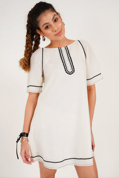 Ivory Echo Embroidered Mini Dress - Western Era Dresses for women