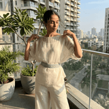 Ivory Sheer Top With Inner and Embellished Belt - Western Era Tops for women