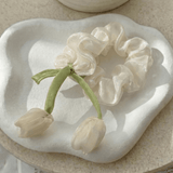 Ivory Tulip Satin Silk Scrunchie - Western Era Accessories for women