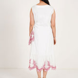 Ivory Wrap Dress with Cutwork Embroidery on Bottom - Western Era Dresses for women