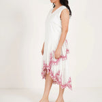 Ivory Wrap Dress with Cutwork Embroidery on Bottom - Western Era Dresses for women