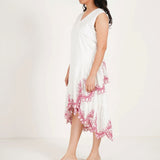 Ivory Wrap Dress with Cutwork Embroidery on Bottom - Western Era Dresses for women