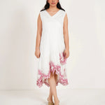 Ivory Wrap Dress with Cutwork Embroidery on Bottom - Western Era Dresses for women