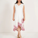 Ivory Wrap Dress with Cutwork Embroidery on Bottom - Western Era Dresses for women