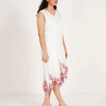 Ivory Wrap Dress with Cutwork Embroidery on Bottom - Western Era Dresses for women