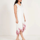 Ivory Wrap Dress with Cutwork Embroidery on Bottom - Western Era Dresses for women