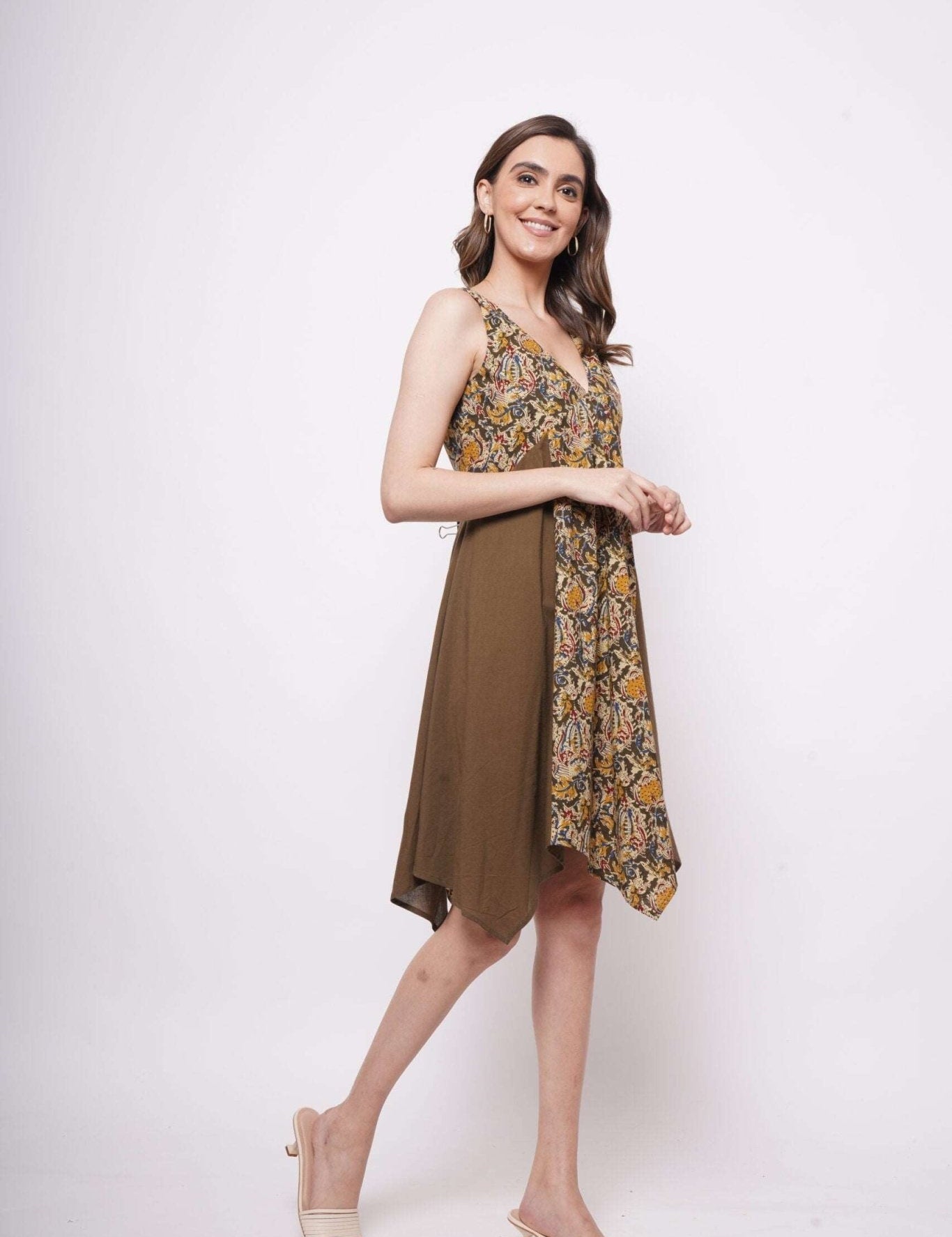 Kalamkari Print Color blocking Oversized Dress - Western Era Dresses for women