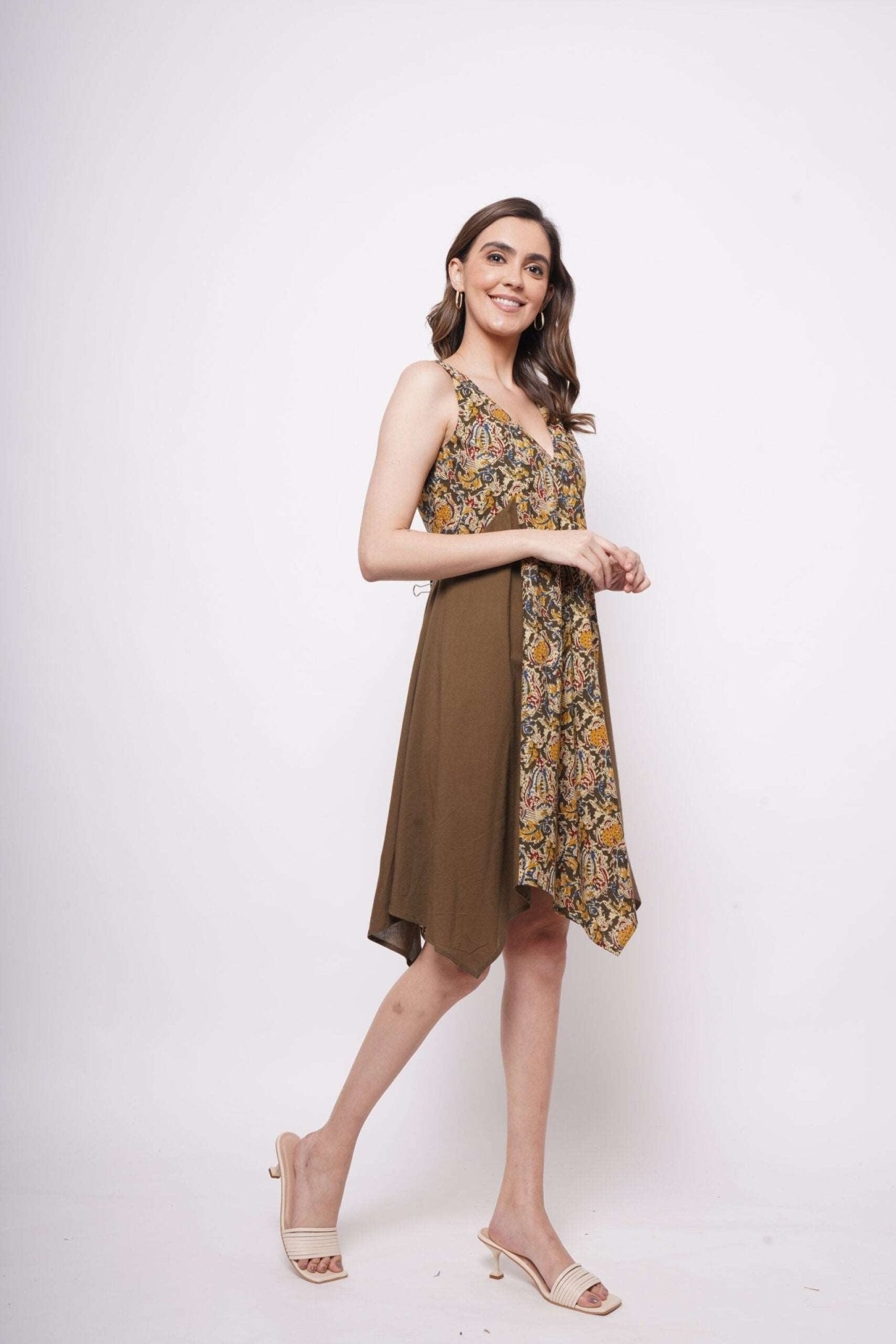 Kalamkari Print Color blocking Oversized Dress - Western Era Dresses for women