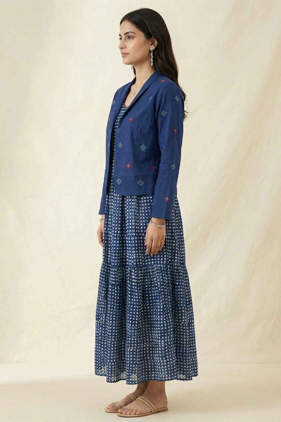 Kasuti Embroidery Stitch Jacket And polka Dot Dress - Western Era Co - ord set for women