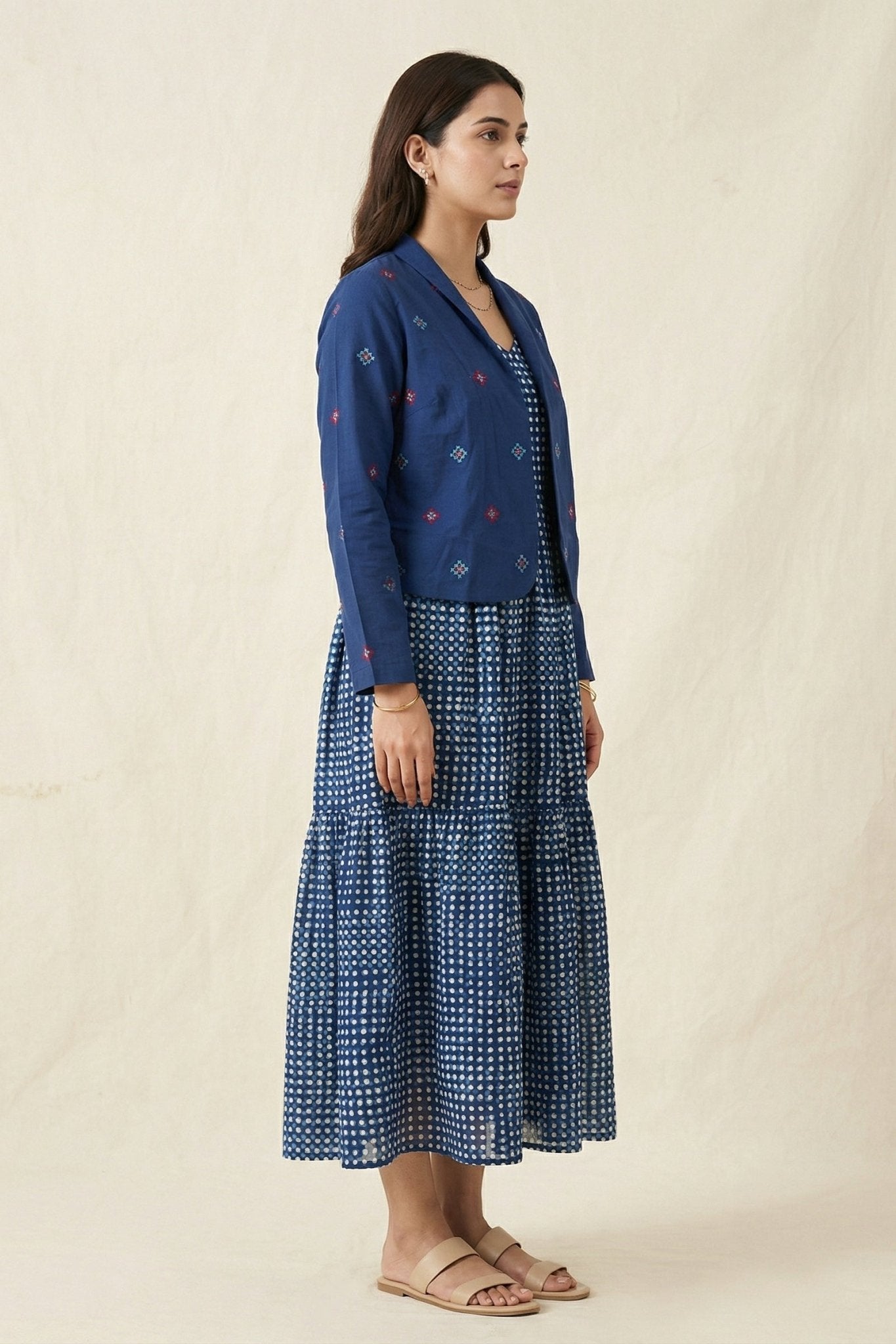 Kasuti Embroidery Stitch Jacket And polka Dot Dress - Western Era Co - ord set for women