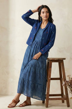Kasuti Embroidery Stitch Jacket And polka Dot Dress - Western Era Co - ord set for women