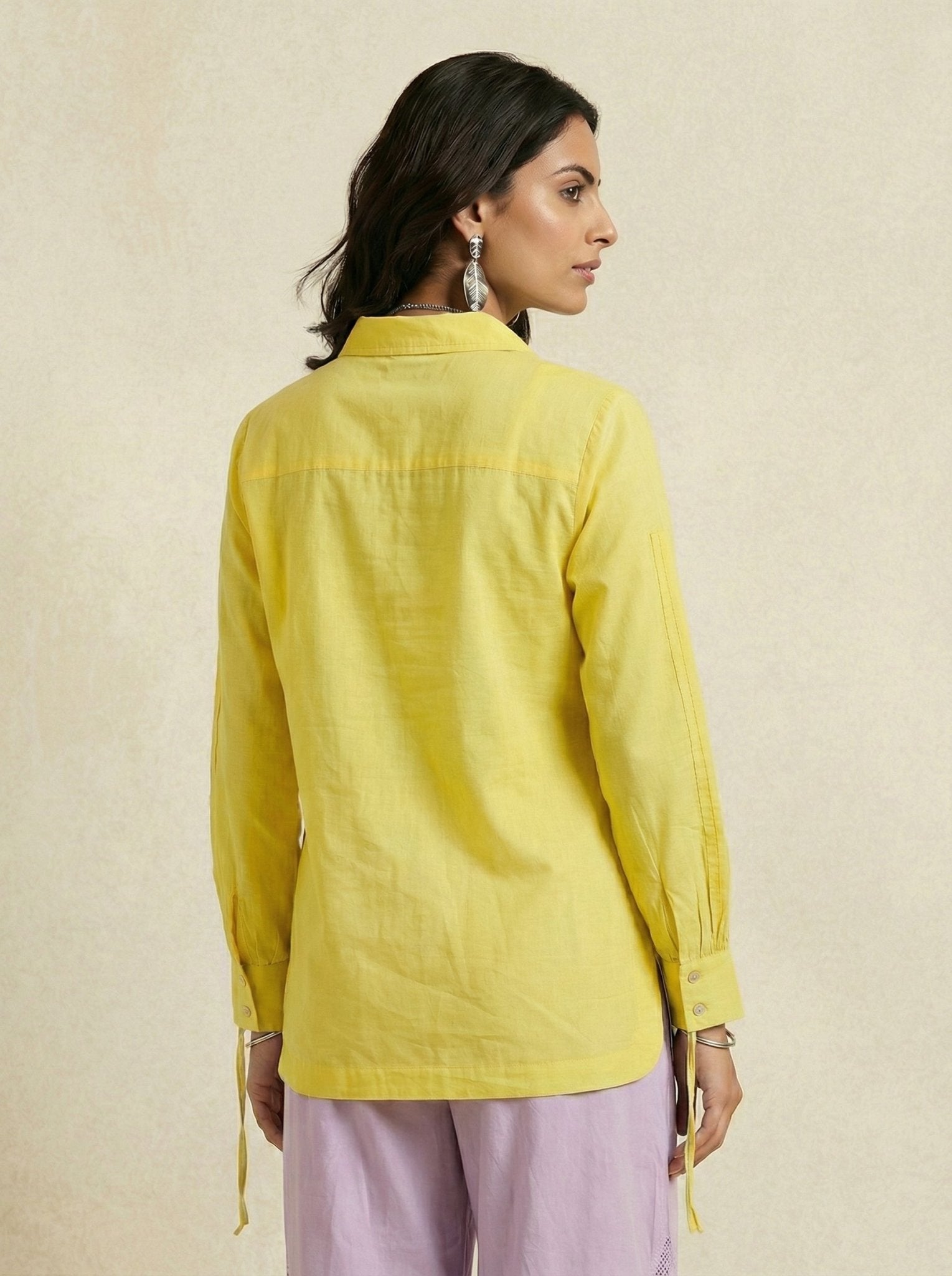 Kasuti - Inspired Embroidered Shirt with Ruched Details - Western Era Tops for women