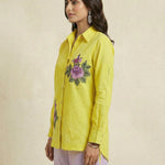 Kasuti - Inspired Embroidered Shirt with Ruched Details - Western Era Tops for women