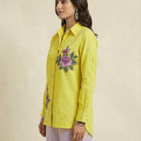 Kasuti - Inspired Embroidered Shirt with Ruched Details - Western Era Tops for women