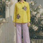 Kasuti - Inspired Embroidered Shirt with Ruched Details - Western Era Tops for women