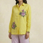 Kasuti - Inspired Embroidered Shirt with Ruched Details - Western Era Tops for women