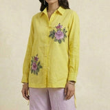 Kasuti - Inspired Embroidered Shirt with Ruched Details - Western Era Tops for women