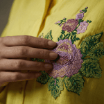 Kasuti - Inspired Embroidered Shirt with Ruched Details - Western Era Tops for women