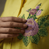 Kasuti - Inspired Embroidered Shirt with Ruched Details - Western Era Tops for women