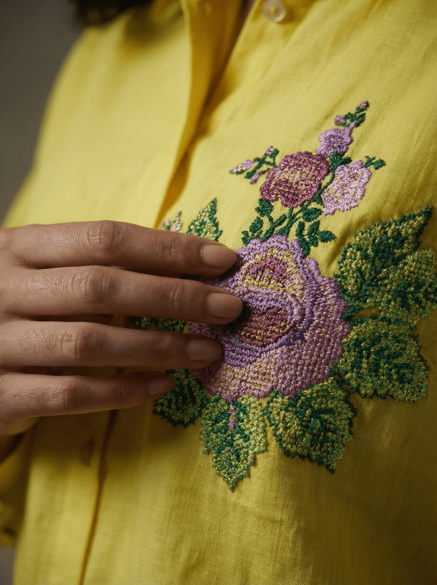 Kasuti - Inspired Embroidered Shirt with Ruched Details - Western Era Tops for women