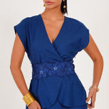 Knot Detail Midi Dress With Embellished Belt - Western Era Dresses for women