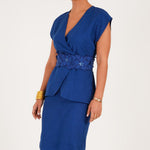 Knot Detail Midi Dress With Embellished Belt - Western Era Dresses for women