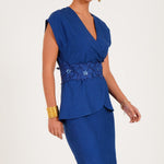 Knot Detail Midi Dress With Embellished Belt - Western Era Dresses for women