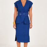 Knot Detail Midi Dress With Embellished Belt - Western Era Dresses for women