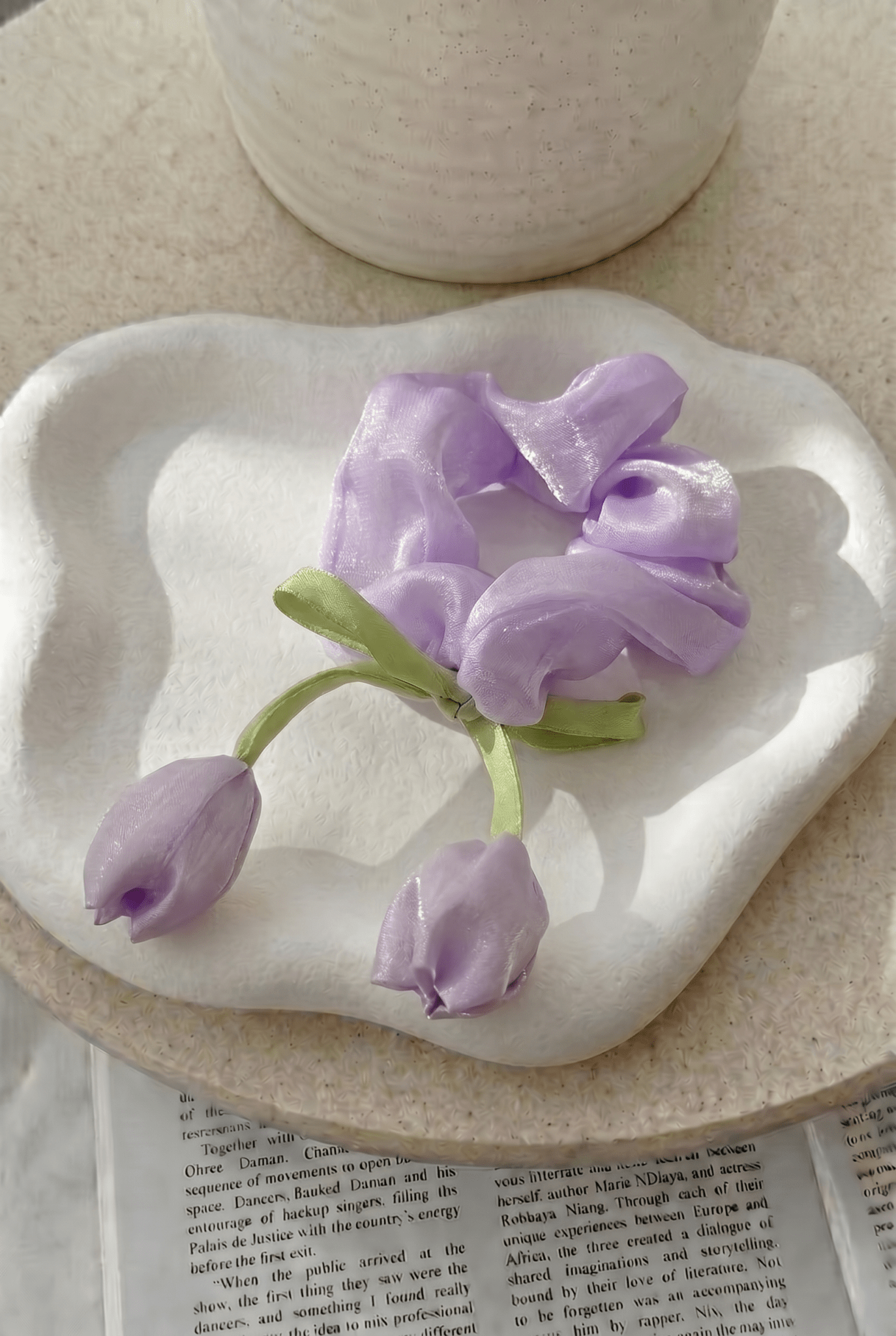 Lilac Tulip Satin Silk Scrunchie - Western Era Accessories for women