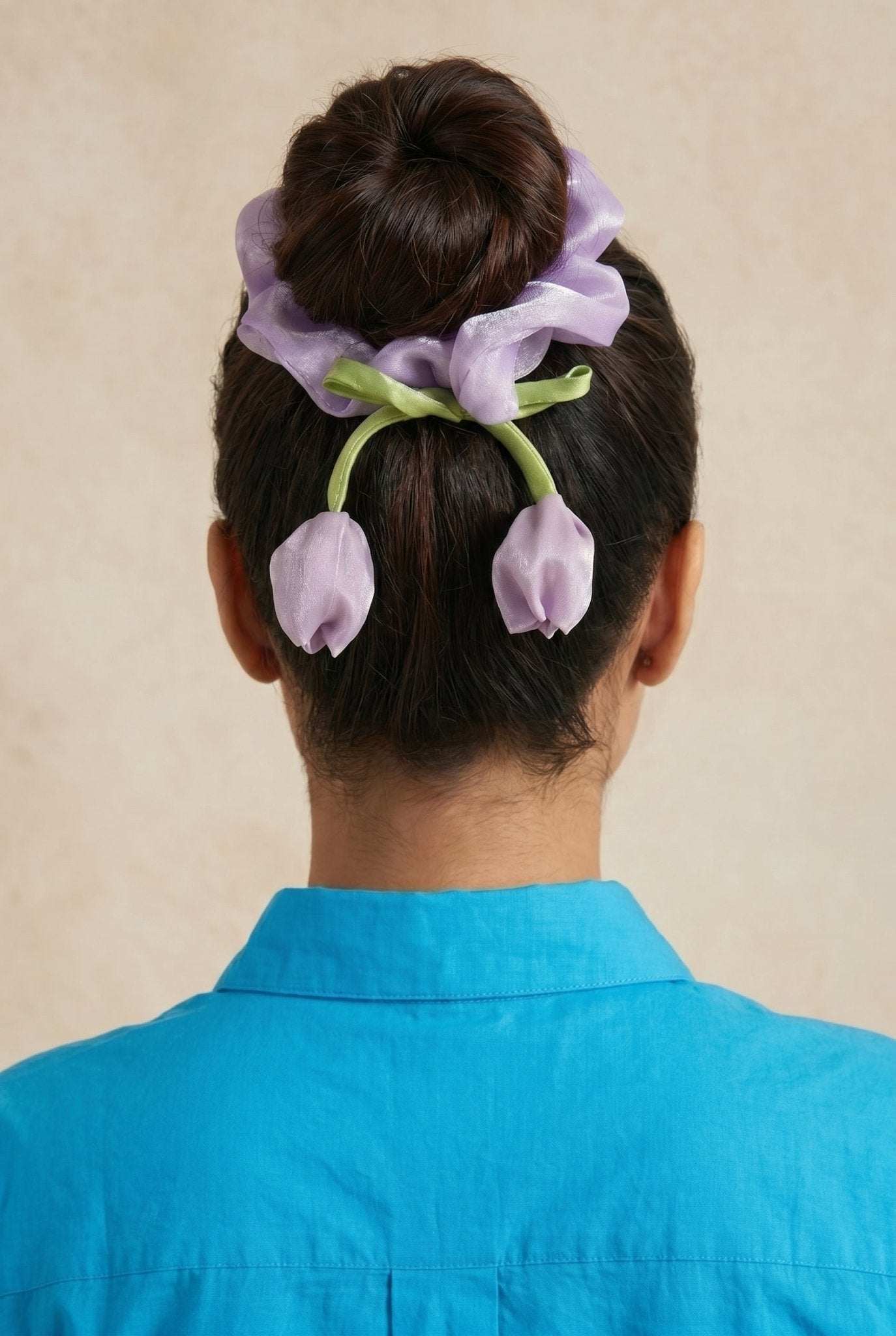Lilac Tulip Satin Silk Scrunchie - Western Era Accessories for women