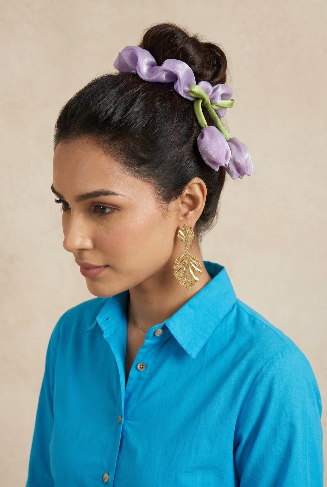 Lilac Tulip Satin Silk Scrunchie - Western Era Accessories for women