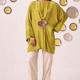 Lime Bloom Draped Kaftan Set - Western Era Co-ord set for women