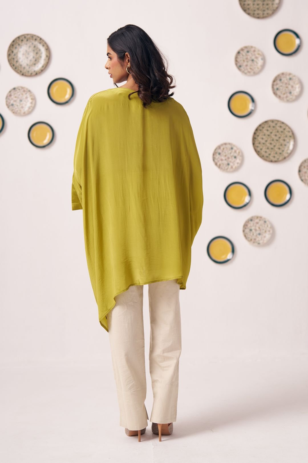 Lime Bloom Draped Kaftan Top - Western Era Tops for women