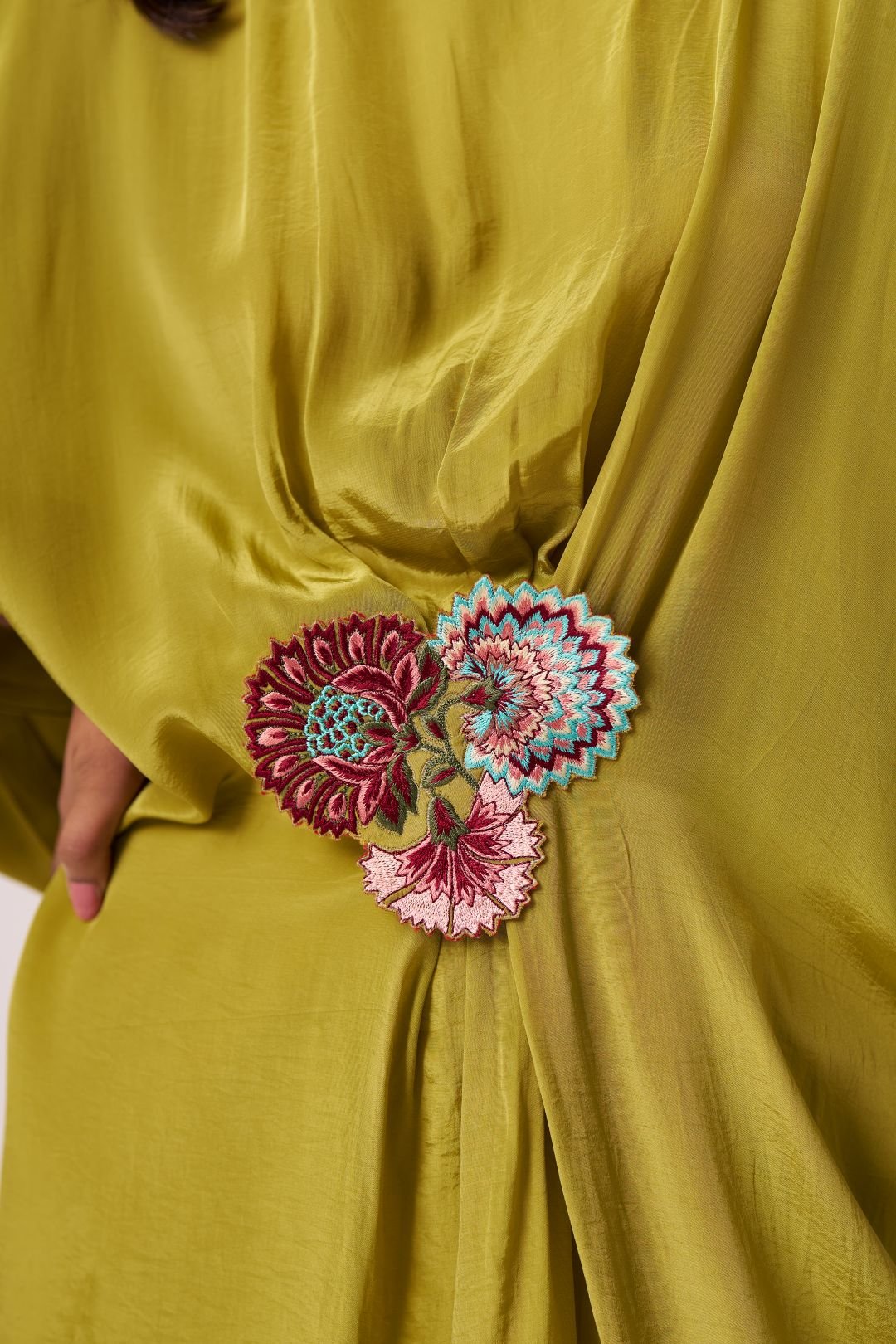 Lime Bloom Draped Kaftan Top - Western Era Tops for women