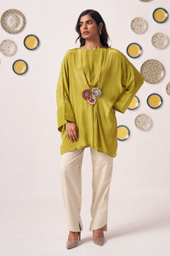 Lime Bloom Draped Kaftan Top - Western Era Tops for women