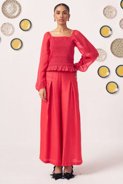 Liora Smocked Organza Co - ord - Western Era Co - ord set for women