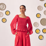 Liora Smocked Organza Co - ord - Western Era Co - ord set for women