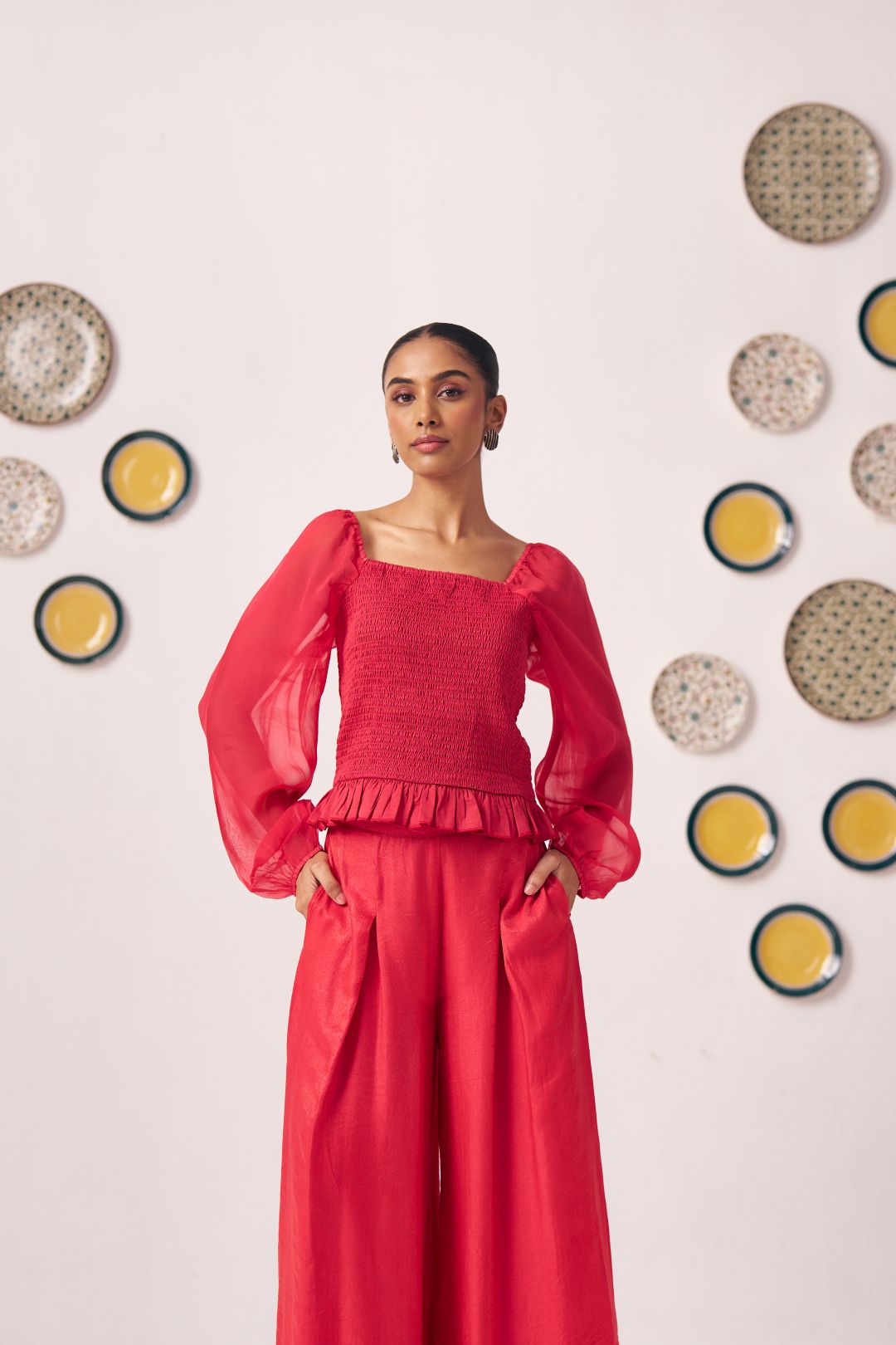 Liora Smocked Organza Co - ord - Western Era Co - ord set for women