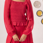 Liora Smocked Organza Co - ord - Western Era Co - ord set for women